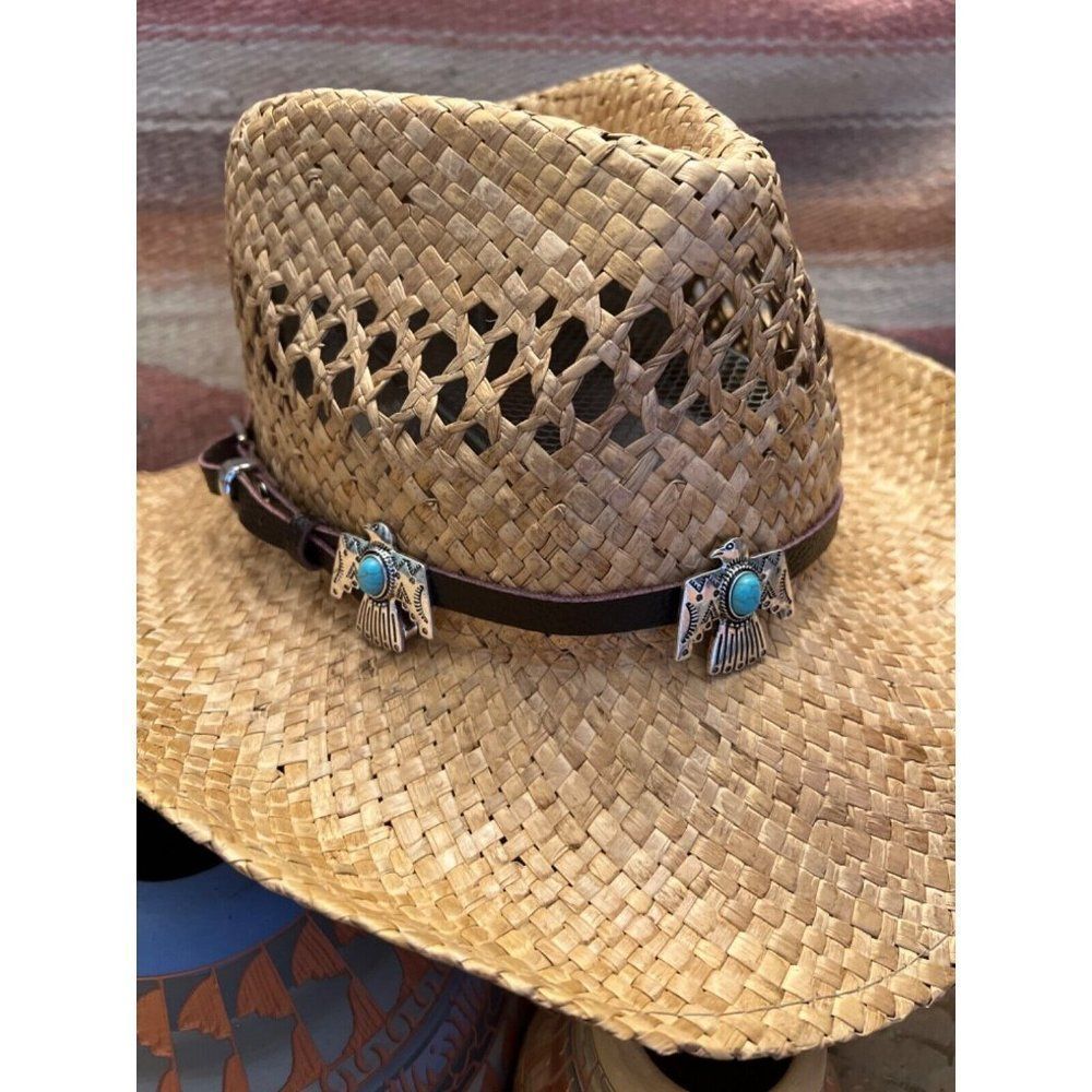 THUNDERBIRD BIRD CONCHO SILVER HAIR WESTERN HAT BAND SOUTHWEST MENS WOMENS - Picture 1 of 6